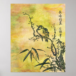 Vintager Japanischer Bird Poster