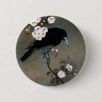 Vintager japanischer Crow und Blossom-Holzblock-Dr