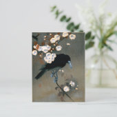 Vintager japanischer Crow und Blossom-Holzblock-Dr Postkarte (Stehend Vorderseite)