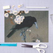 Vintager japanischer Crow und Blossom-Holzblock-Dr Seidenpapier (Handwerk)