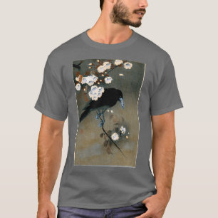 Vintager japanischer Crow und Blossom-Holzblock-Dr T-Shirt