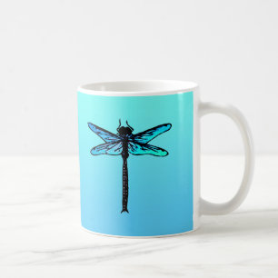 Vintager japanischer Drachenfliege, türkisblau Kaffeetasse