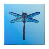 Vintager japanischer Dragonfly, saphil blau Fliese (Vorderseite)