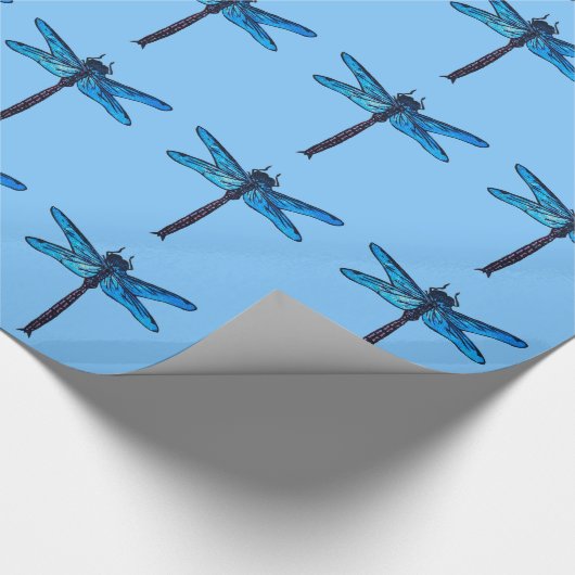Vintager japanischer Dragonfly, saphil blau Geschenkpapier (Ecke)