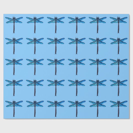 Vintager japanischer Dragonfly, saphil blau Geschenkpapier (Flach)