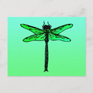 Vintager japanischer Dragonfly, saphil blau Postkarte