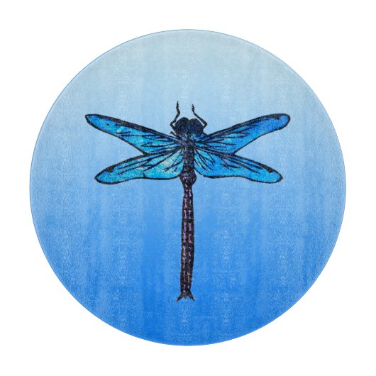 Vintager japanischer Dragonfly, saphil blau Schneidebrett (Vorderseite)