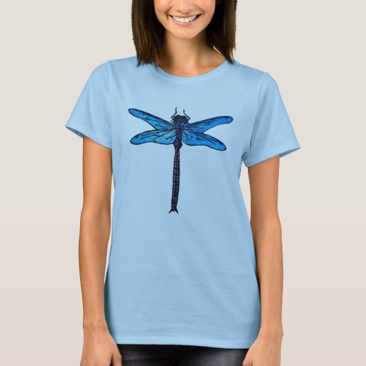 Vintager japanischer Dragonfly, saphil blau T-Shirt (Vorderseite)