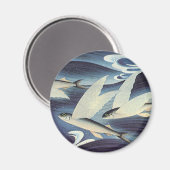 Vintager japanischer Fisch im Ozean, Japonismus Magnet (Vorderseite/Rückseite)