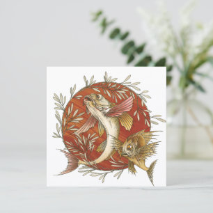 Vintager japanischer Fisch und Bambus-Blätter Kuns Einladung