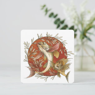 Vintager japanischer Fisch und Bambus-Blätter Kuns Einladung