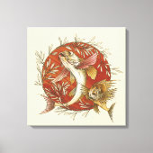 Vintager japanischer Fisch und Bambus-Blätter Kuns Leinwanddruck (Vorderseite)
