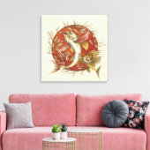 Vintager japanischer Fisch und Bambus-Blätter Kuns Leinwanddruck (Insitu (Wohnzimmer))