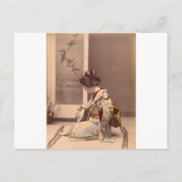 Vintager japanischer Geisha, der Schamisen spielt Postkarte