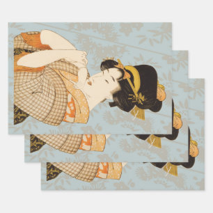 Vintager japanischer Geisha Girl Entertainer in Ki Geschenkpapier Set