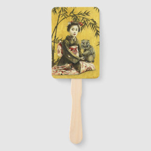 Vintager japanischer Geisha-und Dämon-Handfan Fächer