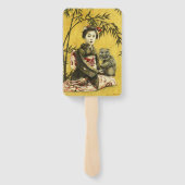 Vintager japanischer Geisha und Demon Hand Fan Fächer (Rückseite)