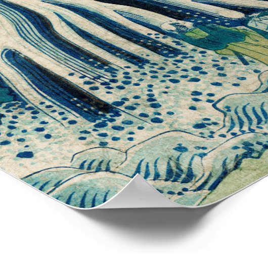 Vintager japanischer Holzblock Wasserfall Kirifuri Poster (Ecke)