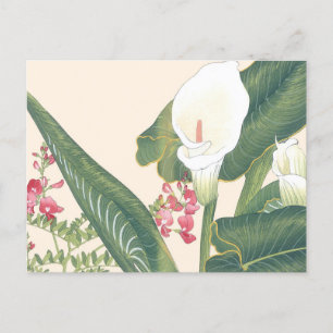 Vintager Japanischer Holzblock White Calla Postkarte