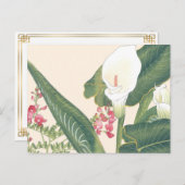Vintager Japanischer Holzblock White Calla Postkarte (Vorne/Hinten)