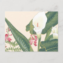 Vintager Japanischer Holzblock White Calla Postkarte