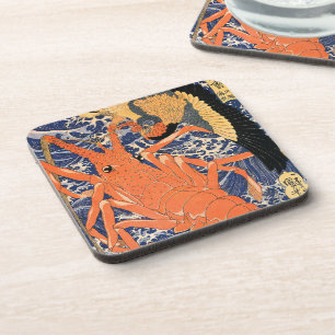 Vintager japanischer Hummer und Bird Getränkeuntersetzer