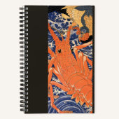 Vintager japanischer Hummer und Bird Notizblock (Vorderseite)
