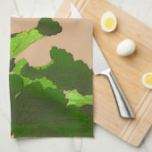 Vintager japanischer Hydrangea. Rosa und Grün Küchentuch (Viertel Falte)