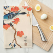 Vintager japanischer Jay-Vogel und Geschirrtuch (Viertel Falte)