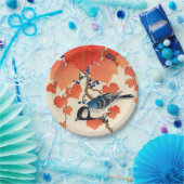 Vintager japanischer Jay-Vogel und Pappteller (Party)