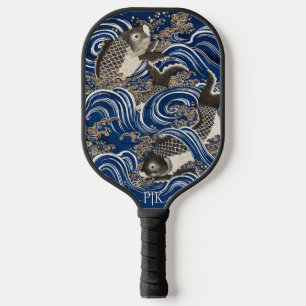 Vintager japanischer Karpfen in Wellen, Personalis Pickleball Schläger