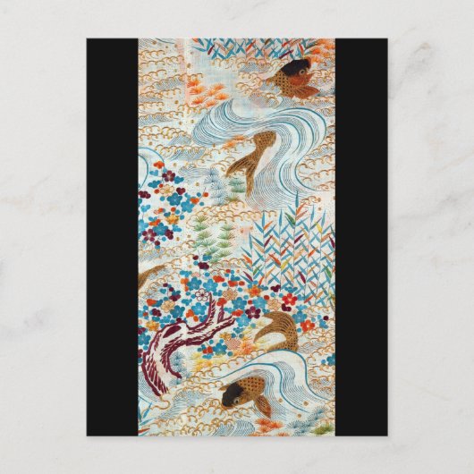 Vintager japanischer Karpfen und fließendes Wasser Postkarte (Vorderseite)