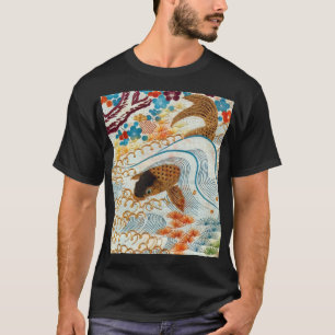 Vintager japanischer Karpfen und fließendes Wasser T-Shirt