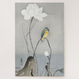 Vintager japanischer Kingfisher mit Lotus-Blume Puzzle
