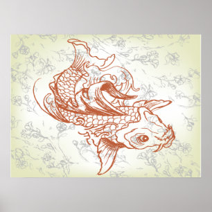 Vintager japanischer Koi-Fisch Art 2 Poster