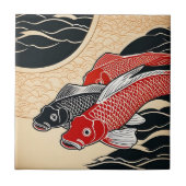 Vintager japanischer Koi Fisch Fliese (Vorderseite)