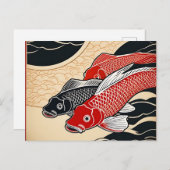 Vintager japanischer Koi Fisch Postkarte (Vorne/Hinten)