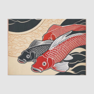 Vintager japanischer Koi Fisch Seidenpapier