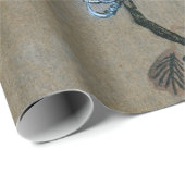 Vintager japanischer Krähe und Blüte Woodblock Geschenkpapier (Rolleneckpunkt)