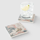 Vintager japanischer Kunst-Stein-Untersetzer Steinuntersetzer (Seitenansicht)