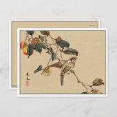 Vintager japanischer Kunstvogel in Tree Postkarte (Vorne/Hinten)