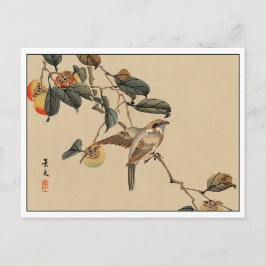 Vintager japanischer Kunstvogel in Tree Postkarte (Vorderseite)