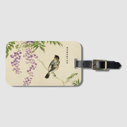 Vintager japanischer Lilac Sparrow-Gepäckträger-Ta Gepäckanhänger (Vorderseite (Horizontal))