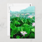Vintager japanischer Lotus Pond Postkarte (Vorne/Hinten)