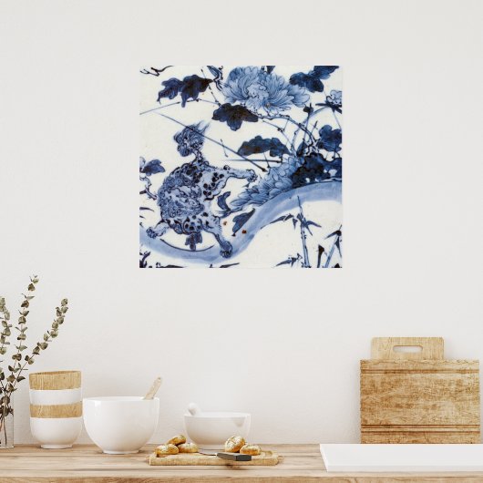 Vintager japanischer Löwe und Peony Poster (Küche)