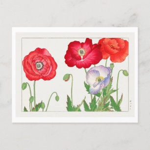 Vintager japanischer Mohnblock-Druck Postkarte