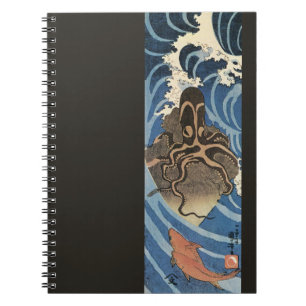 Vintager Japanischer Oktopus und Karpfen Notizblock