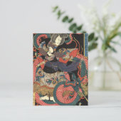 Vintager japanischer Roter Drache Postkarte (Stehend Vorderseite)