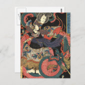 Vintager japanischer Roter Drache Postkarte (Vorne/Hinten)
