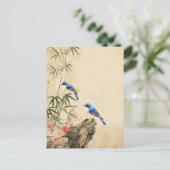 Vintager japanischer Vogel Blossom Postkarte (Stehend Vorderseite)